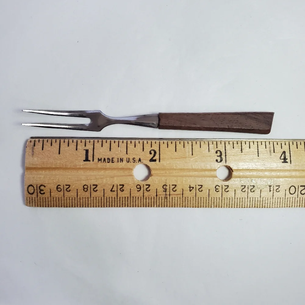 Vintage Japan Stainless & Wood Cocktail Forks Mini NIB hors d'oeuvre Set of 12